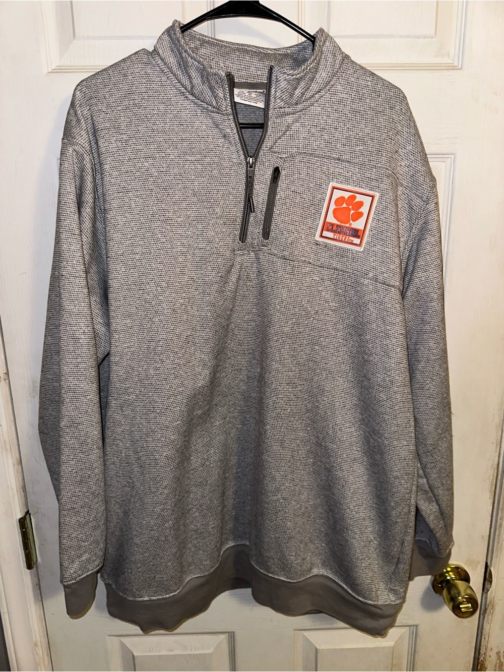 Champion Gray Men's Quarter-Zip Pullover with Orange Patch